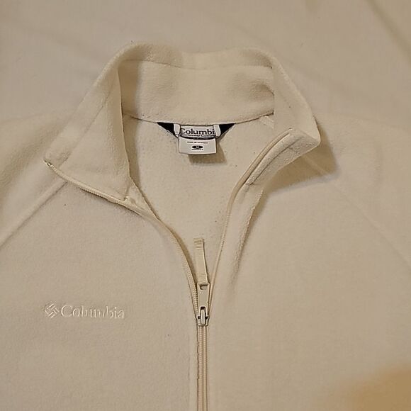 Cream Fleece Columbia Zip Up Jacket medium - Picture 2 of 8